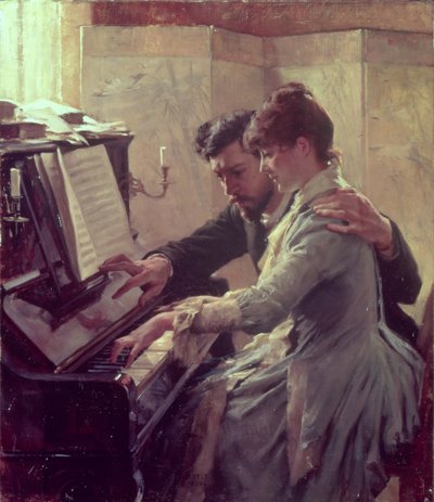 Aan de Piano door Albert Gustaf Aristides Edelfelt